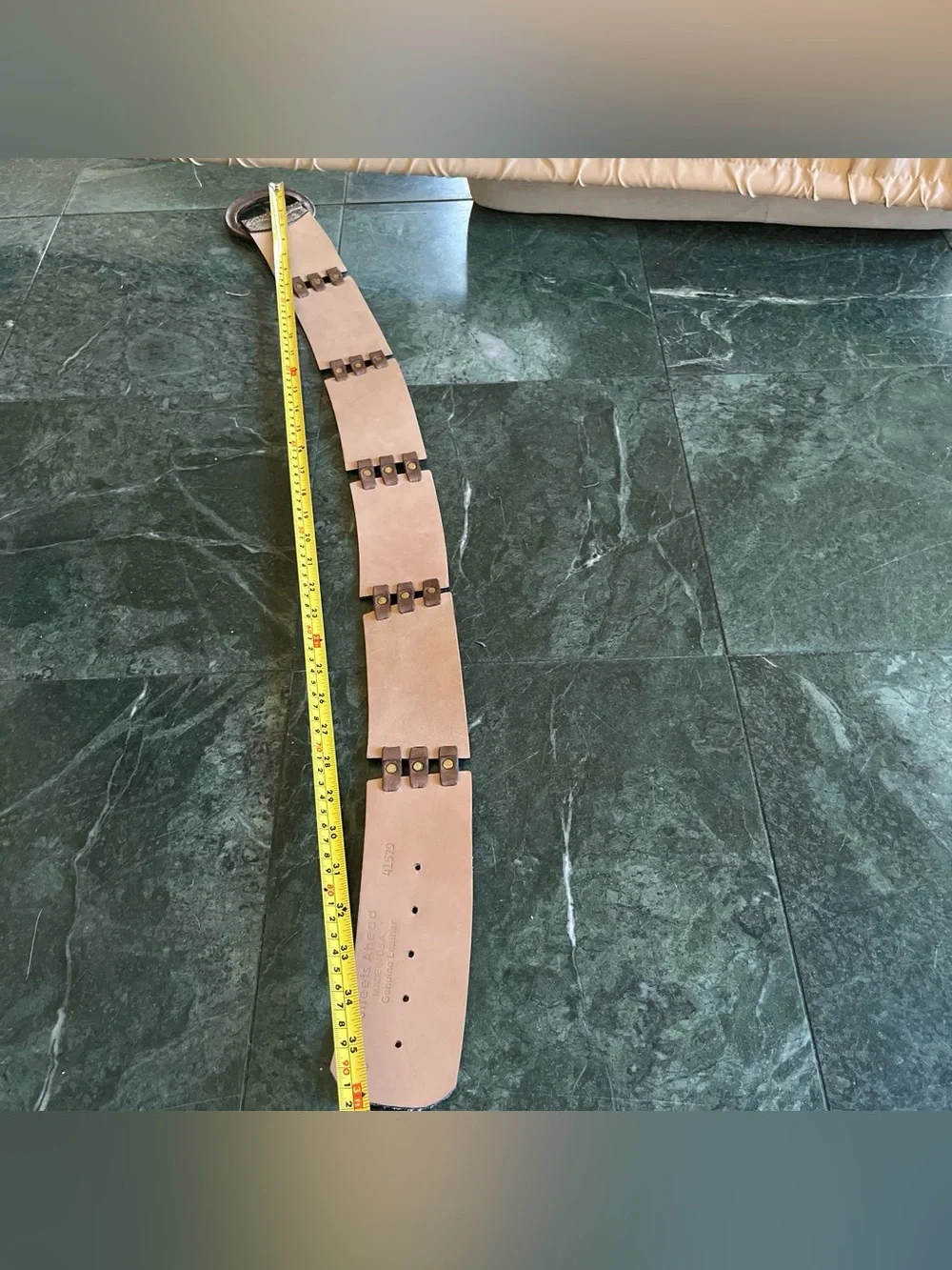Streets Ahead Tan Genuine Leather Waist Belt with Snakeskin Accent